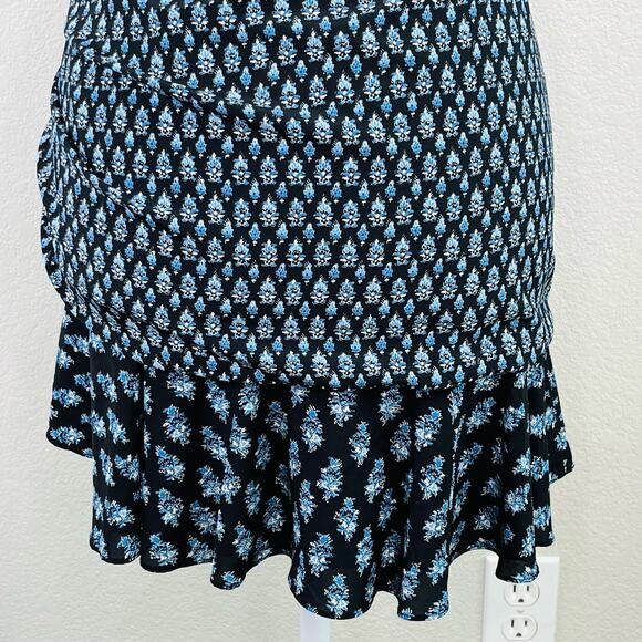 Veronica Beard Violet Silk Blend Ruched Floral Tie Mini Skirt Black 6/Small NWOT - Picture 11 of 15